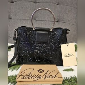 Patricia Nash Empoli Black Embossed Leather handbag